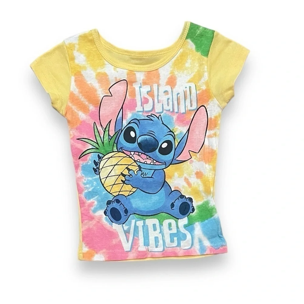 Girls Lilo & Stitch 2pc Short Sleeve Top Pants Pajama Set 100% cotton